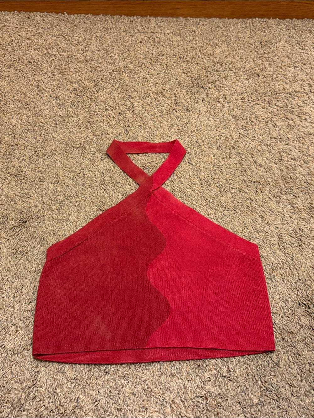 Red Halter Crop Top - wool cotton blend